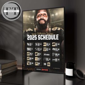 New Orleans Saints 2025 NFL Schedule Match Up Home Decor Poster Canvas