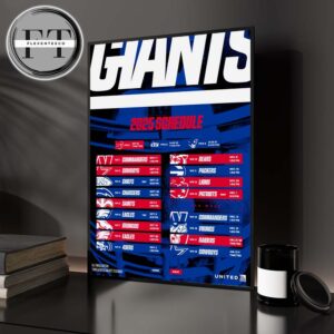 New York Giants 2025 NFL Schedule Home Decor Poster Canvas