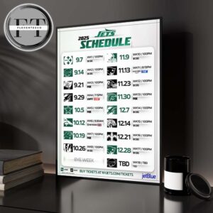 New York Jets 2025 NFL Schedule Match Dates Home Decor Poster Canvas