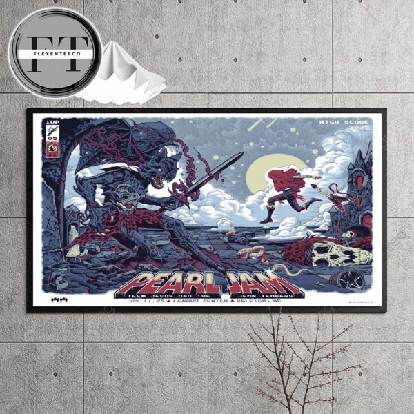 Pearl Jam Event Poster Nigh 1 At Lenovo Center In Raleigh NC USA On May 11 2025 Art By Mike Sutfin Home Decor Poster Canvas