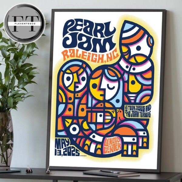 Pearl Jam Event Poster Nigh 2 At Lenovo Center In Raleigh NC USA On May 13 2025 Art By Don Pendleton Home Decor Poster Canvas