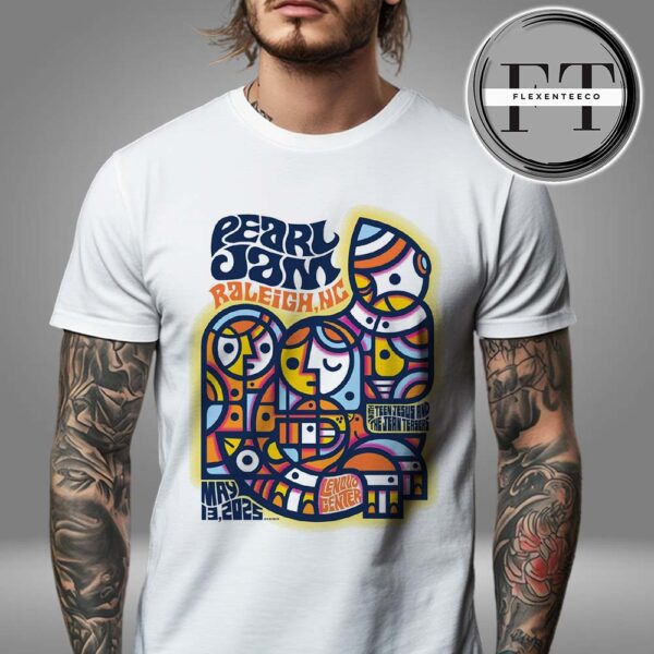 Pearl Jam Event Poster Nigh 2 At Lenovo Center In Raleigh NC USA On May 13 2025 Art By Don Pendleton Unisex T-Shirt