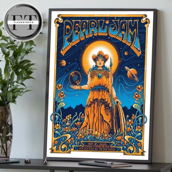 Pearl Jam Nashville Tennessee 2025 Night 2 At Bridgestone Arena On May 6 2025 Dark Matter World Tour 2025 Cosmic Cowgirl Home Decor Poster Canvas