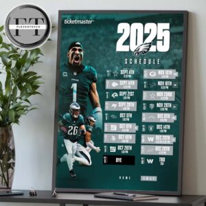 Philadelphia Eagles 2025 NFL Schedule Match Dates Home Decor Poster Canvas