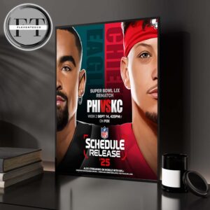 Philadelphia Eagles Versus Kansas City Chiefs Super Bowl Rematch In Week 2 On September 13 2025 NFL Schedule Home Decor Poster Canvas