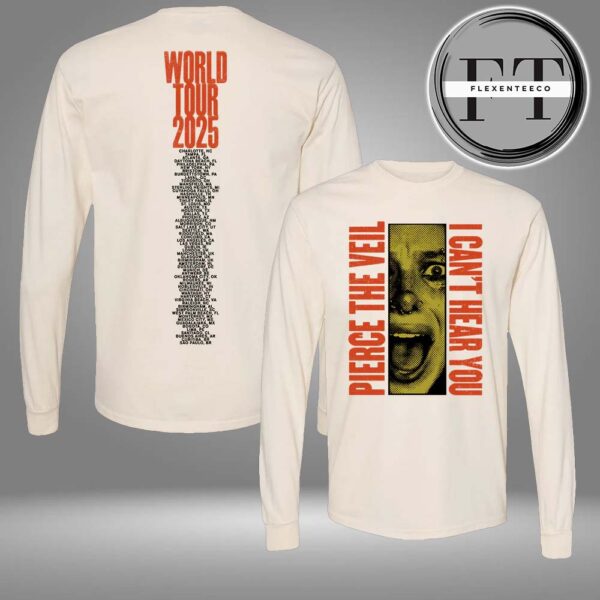 Pierce The Veil Ivory Screamblocks I Can’t Hear You World Tour 2025 Two Sided Long Sleeve Shirt
