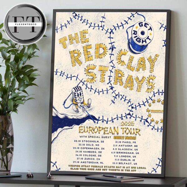 Red Clay Strays European 2025 Tour Schedule Home Decor Poster Canvas