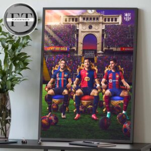 Robert Lewandowski From Barcelona A Century Of Barcelona Goals Home Decor Poster Canvas