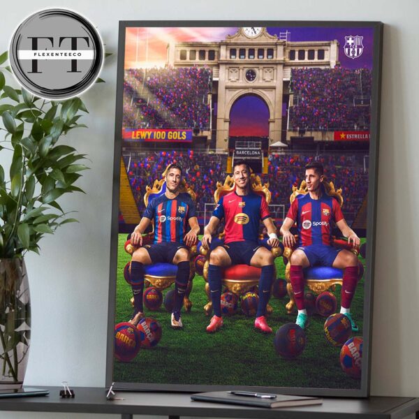 Robert Lewandowski From Barcelona A Century Of Barcelona Goals Home Decor Poster Canvas