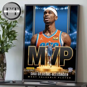Shai Gilgeous-Alexander From Oklahoma City Thunder MVP NBA Most Valuable Player 2024-25 Home Decor Poster Canvas