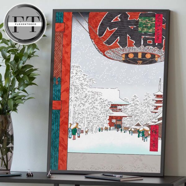 Takashi Murakami Japonisme Full Circle At Gagosian New York On May 8 Through July 12 2025 Snowy Day At Kaminarimon Gate Home Decor Poster Canvas