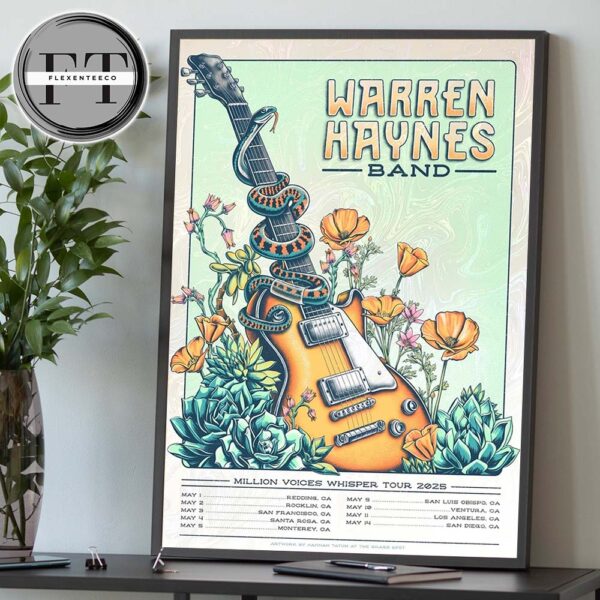 Warren Haynes Band Million Voices Whisper California Tour 2025 Schedule Home Decor Poster Canvas