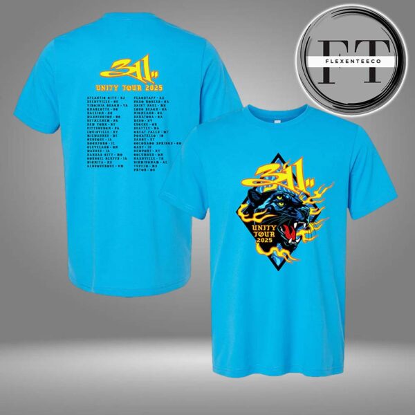 311 Band Unity Tour 2025 Panther Two Sided Unisex T-Shirt