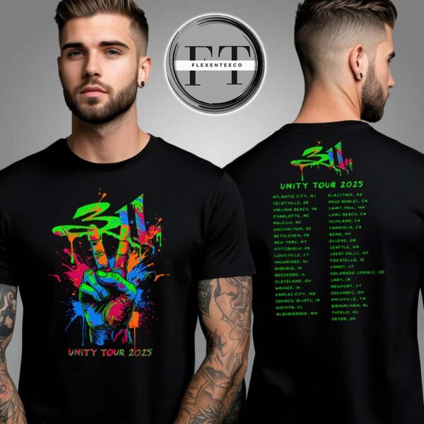 311 Band Unity Tour 2025 Peace Splatter Two Sided Unisex T-Shirt