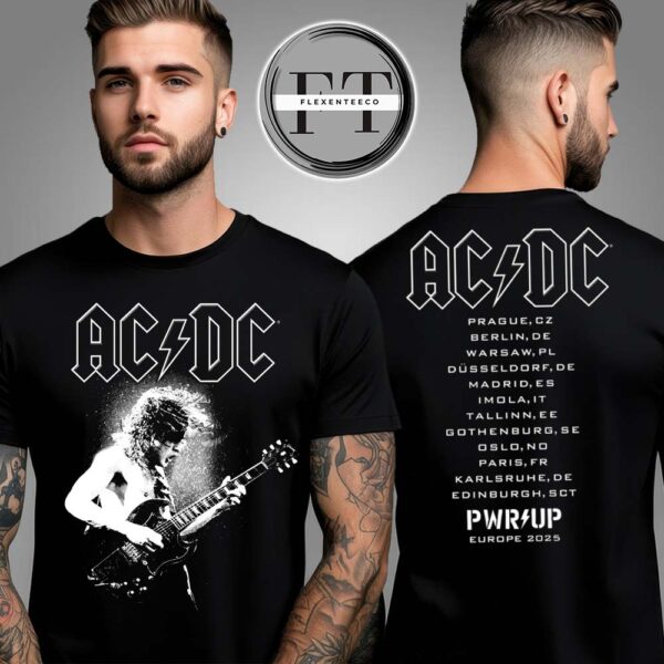 AC DC Angus Electric PWR UP Tour T-Shirt Two Sided Unisex T-Shirt