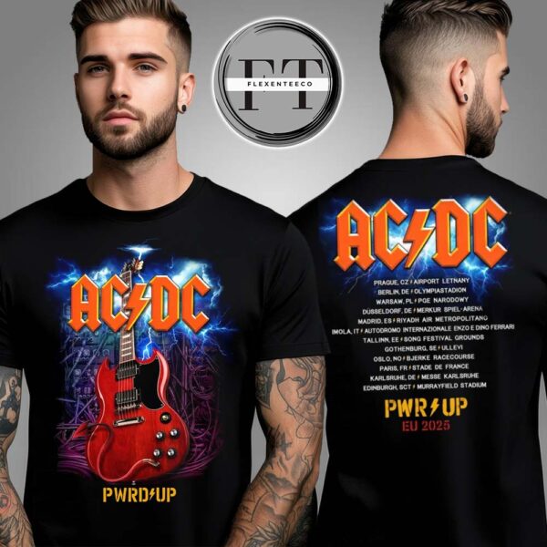 AC DC Angus Gibson PWR UP Tour T-Shirt Two Sided Unisex T-Shirt
