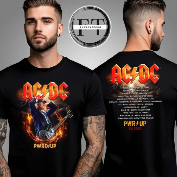 AC DC Angus Horns PWR UP Tour T-Shirt Two Sided Unisex T-Shirt