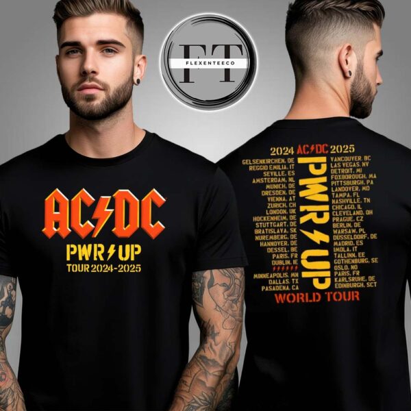 AC DC PWR UP World Tour T-Shirt Two Sided Unisex T-Shirt