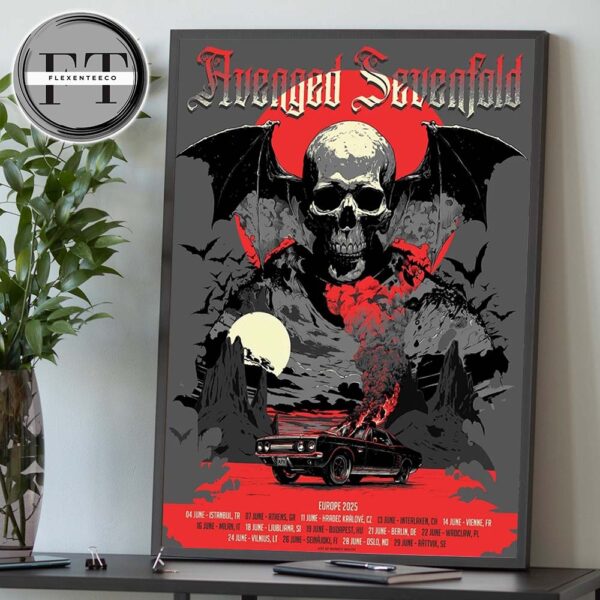 Avenged Sevenfold Europe 2025 Tour Schedule Home Decor Poster Canvas