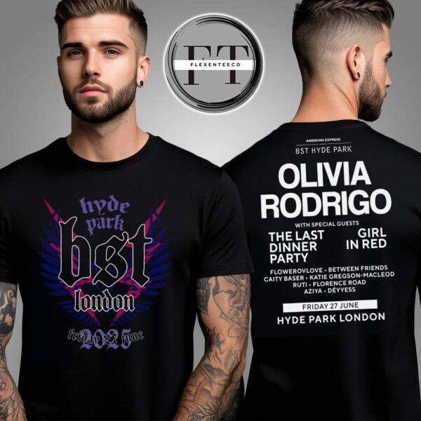 BST Hyde Park Olivia Rodrigo 2025 Event Crewneck T-shirt Two Sided Unisex T-Shirt