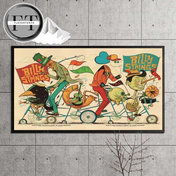 Billy Strings Full Show Combined Poster At Chaifetz Arena In St.Louis Missourii On June 13 And June 14 2025 Home Decor Poster Canvas