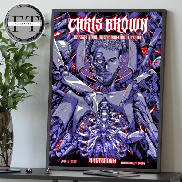 Chris Brown Breezy Bowl XX Stadium World Tour At Johan Cruyff Arena In Amsterdam On June 8 2025 Home Decor Poster Canvas