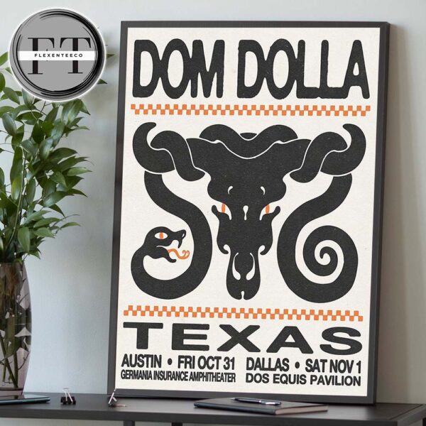 Dom Dolla At Austin TX On October 31 And Dallas On November 1 2025 Home Decor Poster Canvas