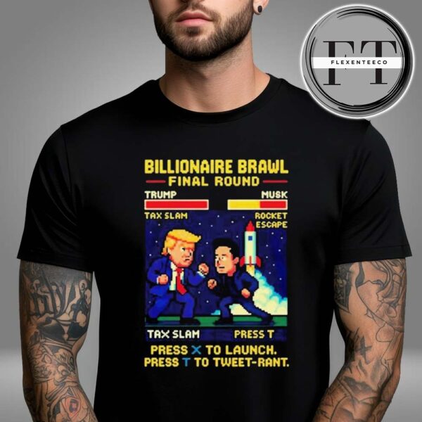 Elon Musk Vs Donald Trump 2025 Billionaire Brawl Final Round Cartoon Unisex T-Shirt