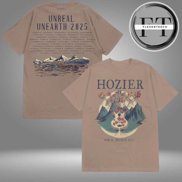 Hozier Unreal Unearth 2025 Guitar Tour Tee Two Sided Unisex T-Shirt