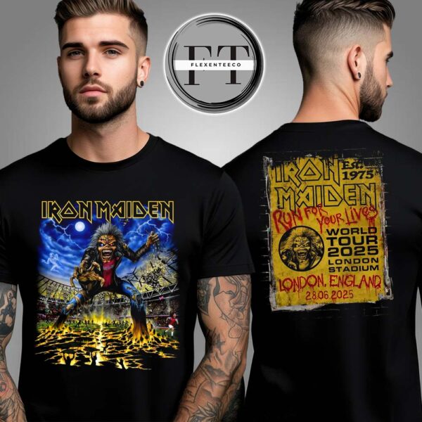 Iron Maiden Run For Your Lives 2025 Tour London Tee Two Sided Unisex T-Shirt