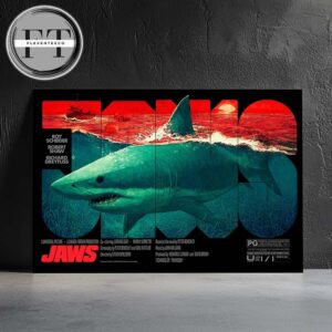 JAWS Poster Limited Edition 50th Anniversary Art Shark Attack Ocean Show Home Decor Poster Canvas