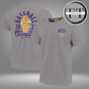 LSU Tigers 2025 NCAA Baseball Men’s College World Series Champions Mascot Overlay Two Sided Unisex T-Shirt