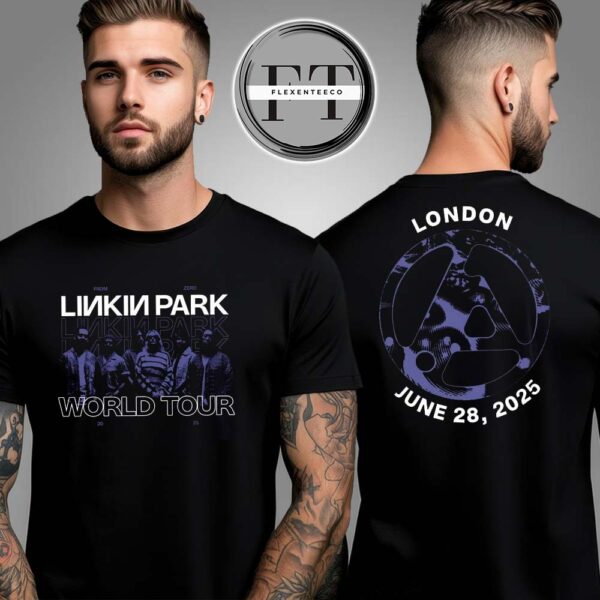 Linkin Park From Zero World Tour 2025 London England Exclusive Tee On June 28 2025 Two Sided Unisex T-Shirt