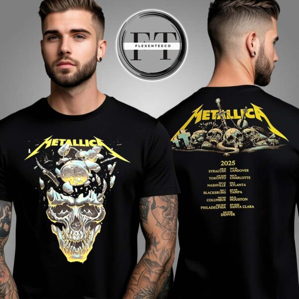 Metallica M72 North American Tour 2025 Shattered Skull & Battlefield Bones Two Sided Unisex T-Shirt