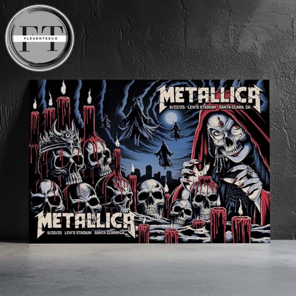 Metallica M72 Santa Clara Full Show Combined Poster At Levi’s Stadium In California US On June 20 And June 22 2025 Home Decor Poster Canvas