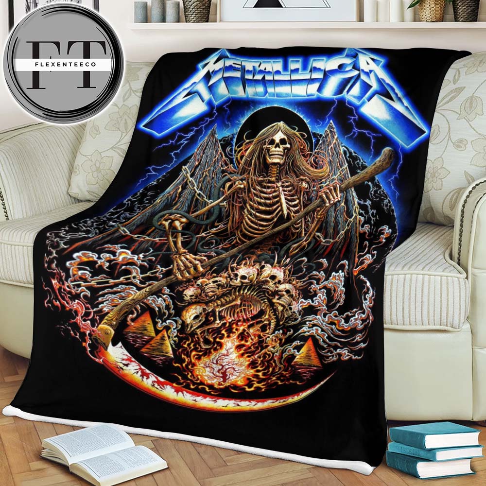 Metallica Poster Cover Creeping Pharaoh Fleece Blanket Metallica Poster Cover Creeping Pharaoh Fleece Blanket