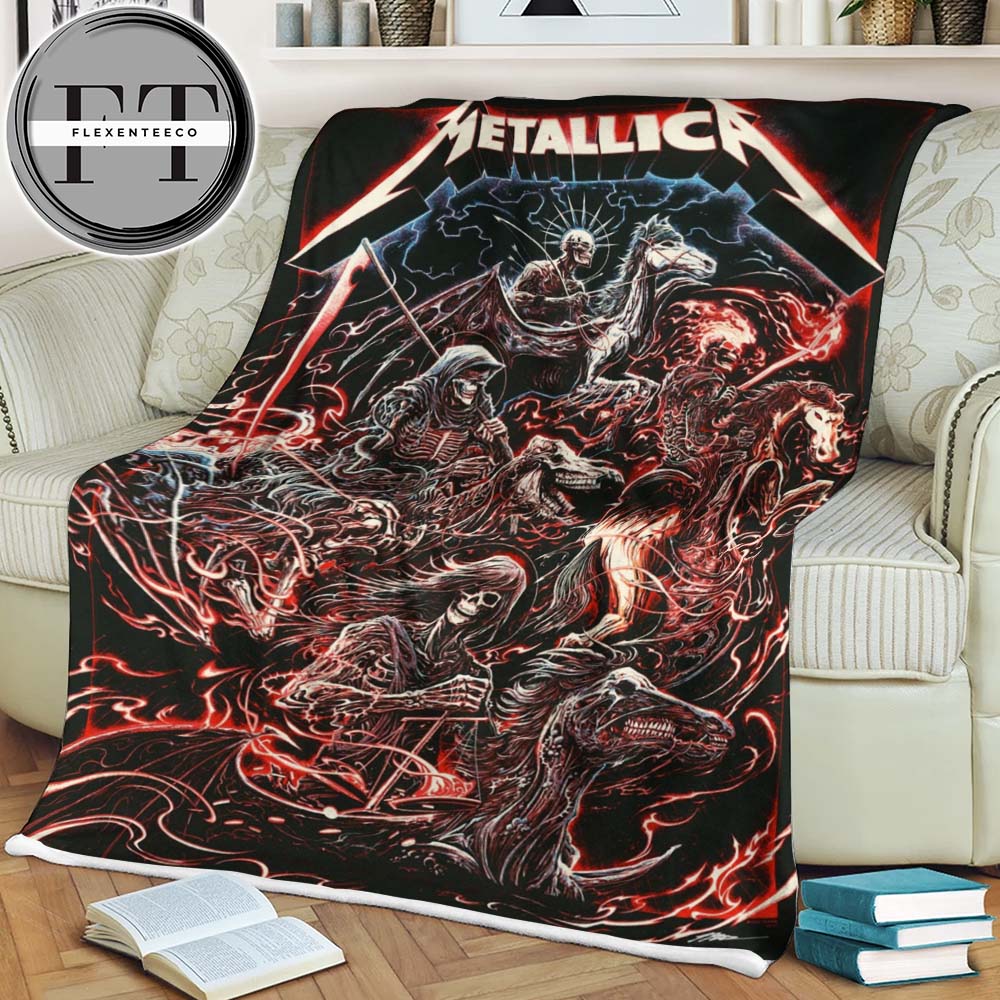 Metallica Poster Cover The Four Horsemen Ride Fleece Blanket Metallica Poster Cover The Four Horsemen Ride Fleece Blanket