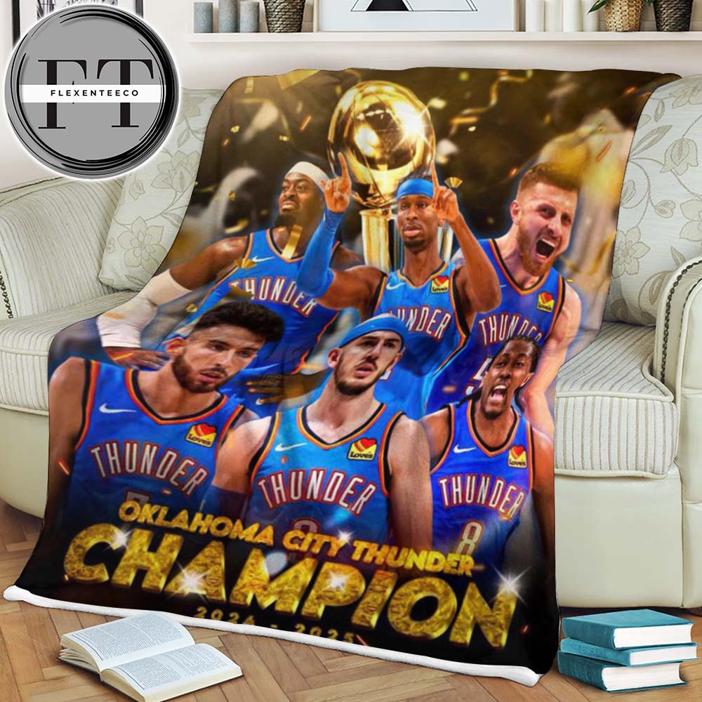 Oklahoma City Thunder Crowne 2025 NBA Champions Fleece Blanket Oklahoma City Thunder Crowne 2025 NBA Champions Fleece Blanket