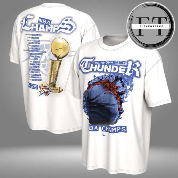 Oklahoma City Thunder Nike Unisex 2025 NBA Finals Champions Celebration Parade Roster Two Sided Unisex T-Shirt