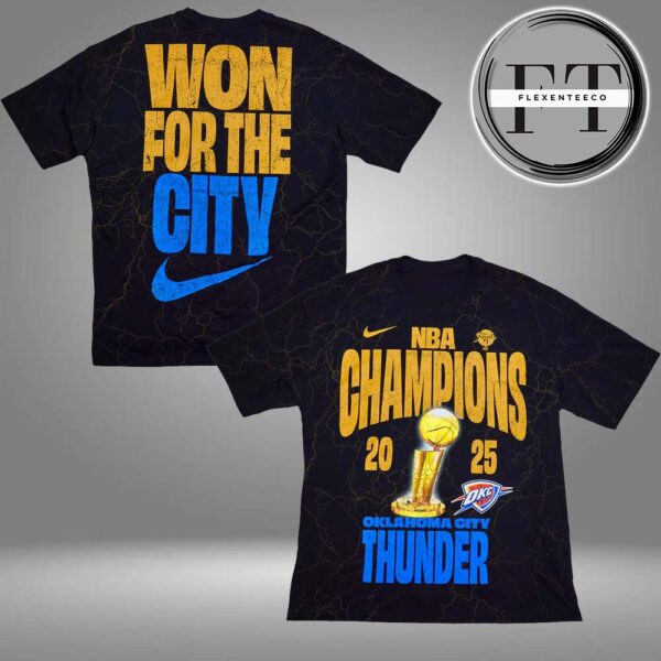 Oklahoma City Thunder Nike Unisex 2025 NBA Finals Champions Locker Room Confetti Limited Edition All Over Print Shirt