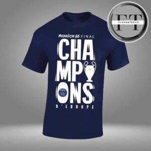 Paris Saint Germant UEFA Champions League 2025 Champions Large Graphic Unisex T-Shirt