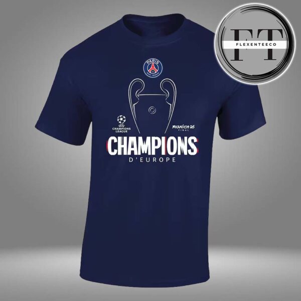 Paris Saint Germant UEFA Champions League 2025 Trophy Outline Graphic Unisex T-Shirt