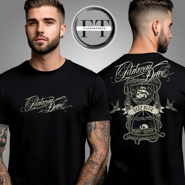 Parkway Drive Deep Blue 15 Year Anniversary Hourglass T-Shirt Bundle Two Sided Unisex T-Shirt
