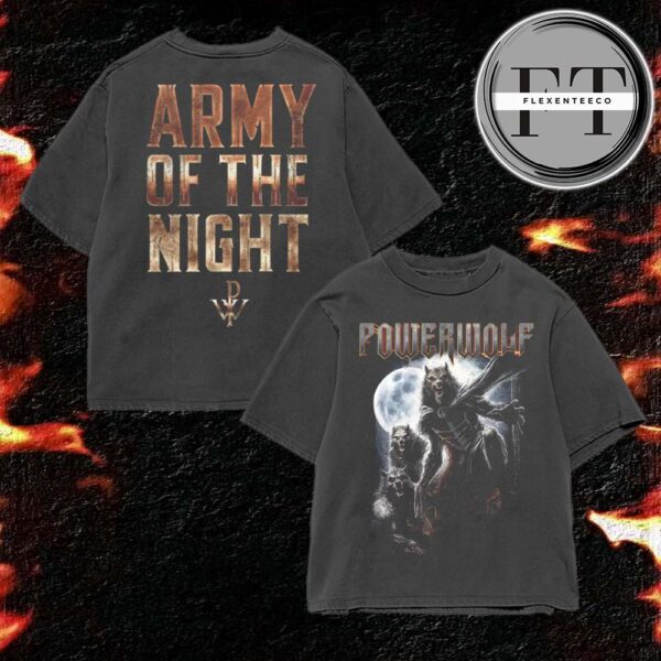 Power Wolf Army Of The Night Two Sided Washed T-Shirt
