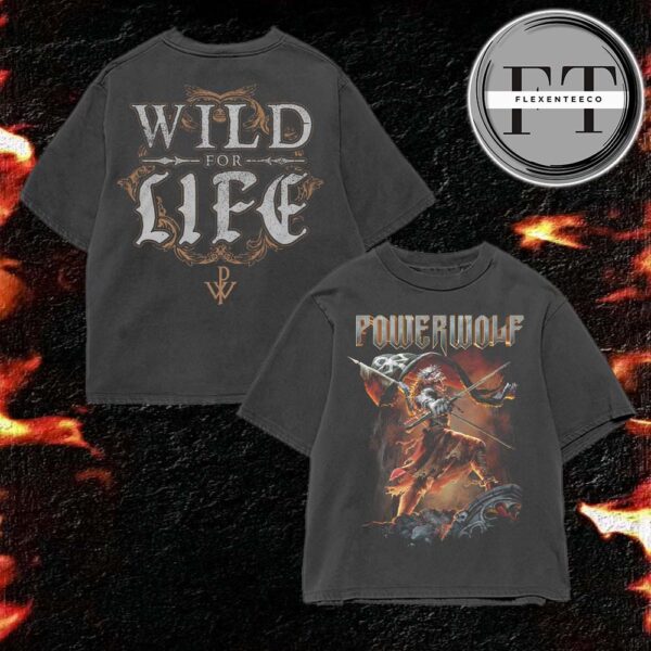 Power Wolf Wild For Life Two Sided Washed T-Shirt