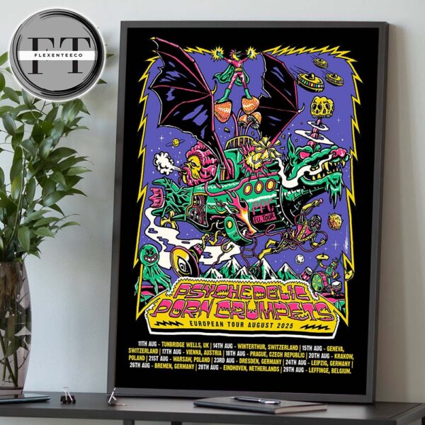 Psychedelic Porn Crumpets Poster Limited Tour 2025 Tour Dates Home Decor Poster Canvas