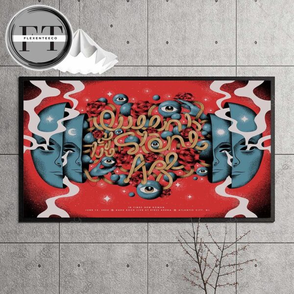 Queen Of The Stone Age Hard Rock Live At Etess Arena On Atlantic City NJ On June 13 2025 In Times New Roman Home Decor Poster Canvas