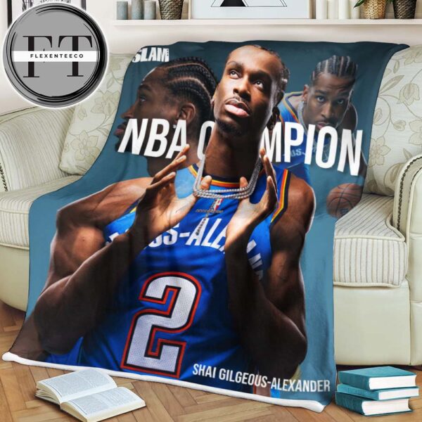Slam x Shai Gilgeous-Alexander From Oklahoma City Thunder Tribute Poster NBA Champion 2025 Fleece Blanket