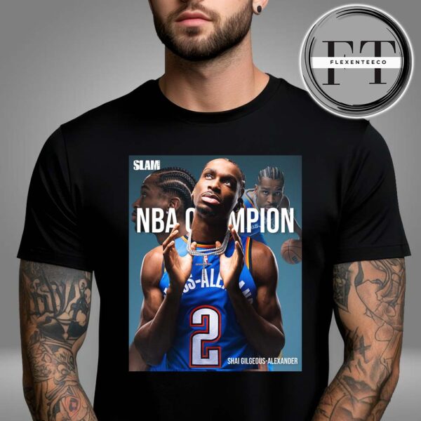Slam x Shai Gilgeous-Alexander From Oklahoma City Thunder Tribute Poster NBA Champion 2025 Unisex T-Shirt