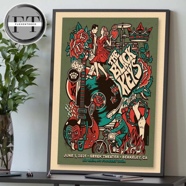 The Black Keys No Rain No FLowers Tour At Greek Theater In Berkeley CA On June 1 2025 Home Decor Poster Canvas